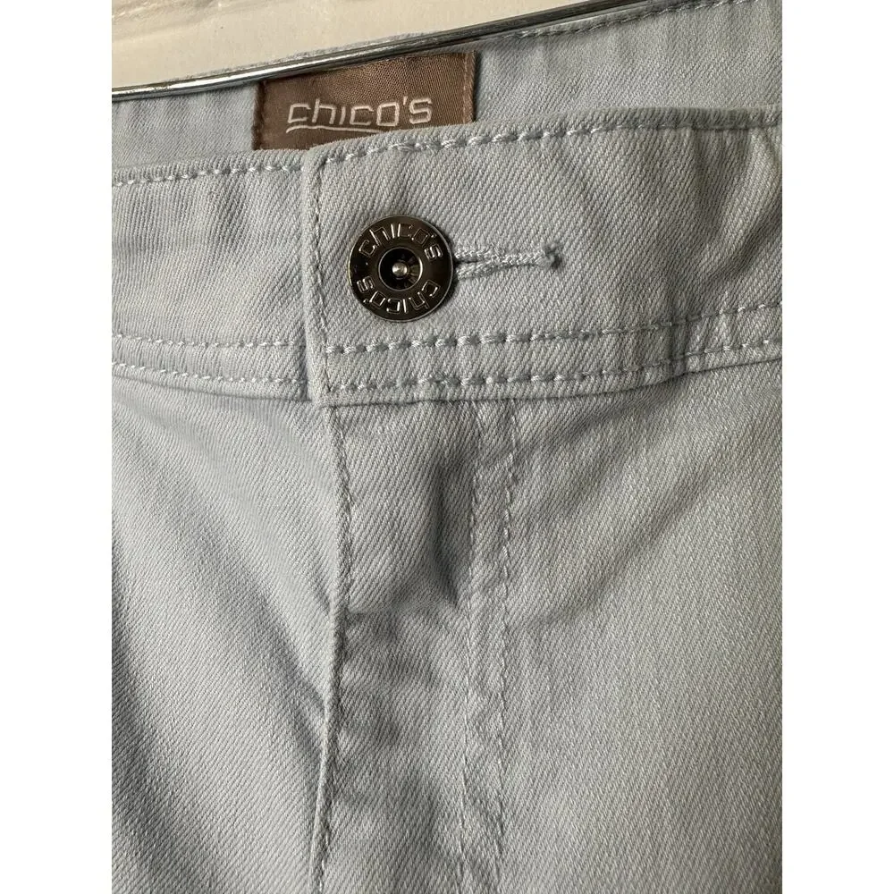 Chicos Size 2 Or US Size 12 Light Blue Skinny Jeans Mid Rise